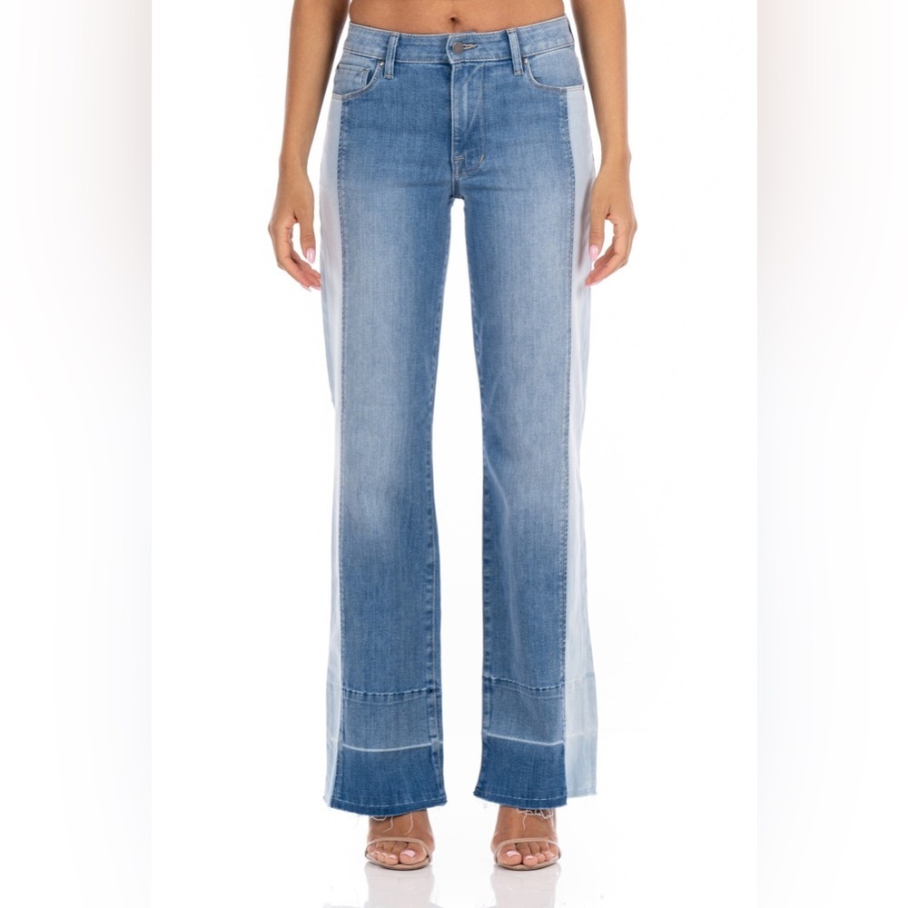 NEW Fidelity Denim Katie Amelia Blue Two Tone Straight Leg Jeans Size 26